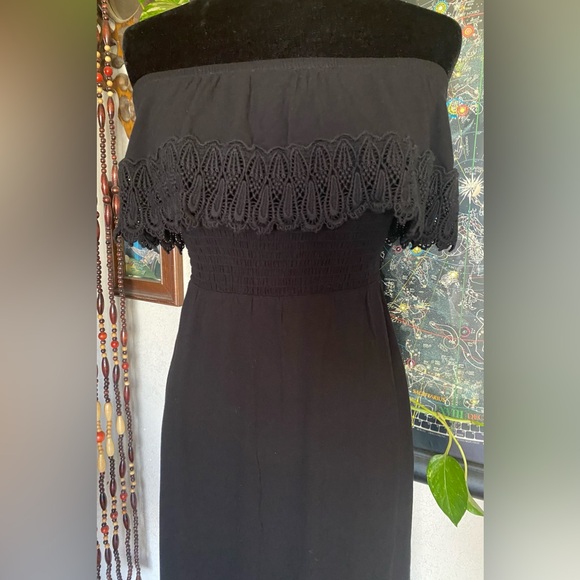 American Rag Black Sleeveless tube Maxi Lace Dress. Small. 100% Rayon. Like New. - Picture 2 of 14